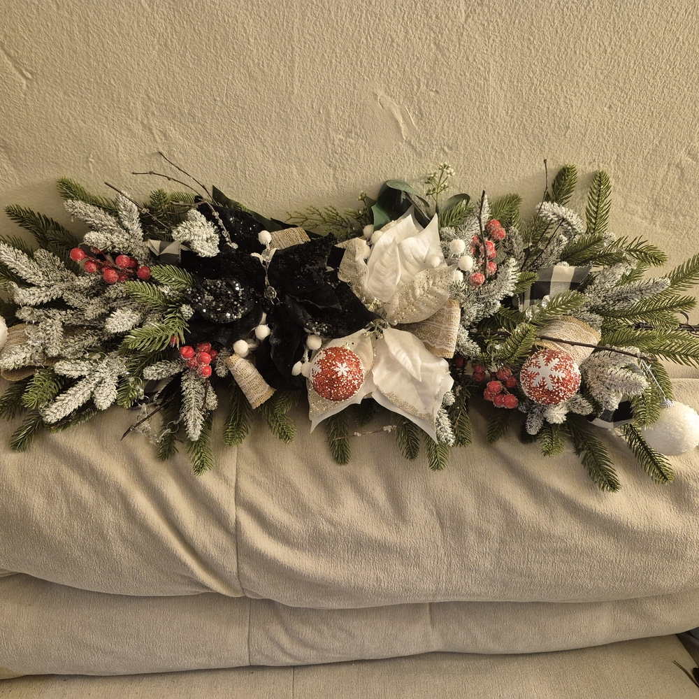 Festive Holiday Garland with Black and White Accents